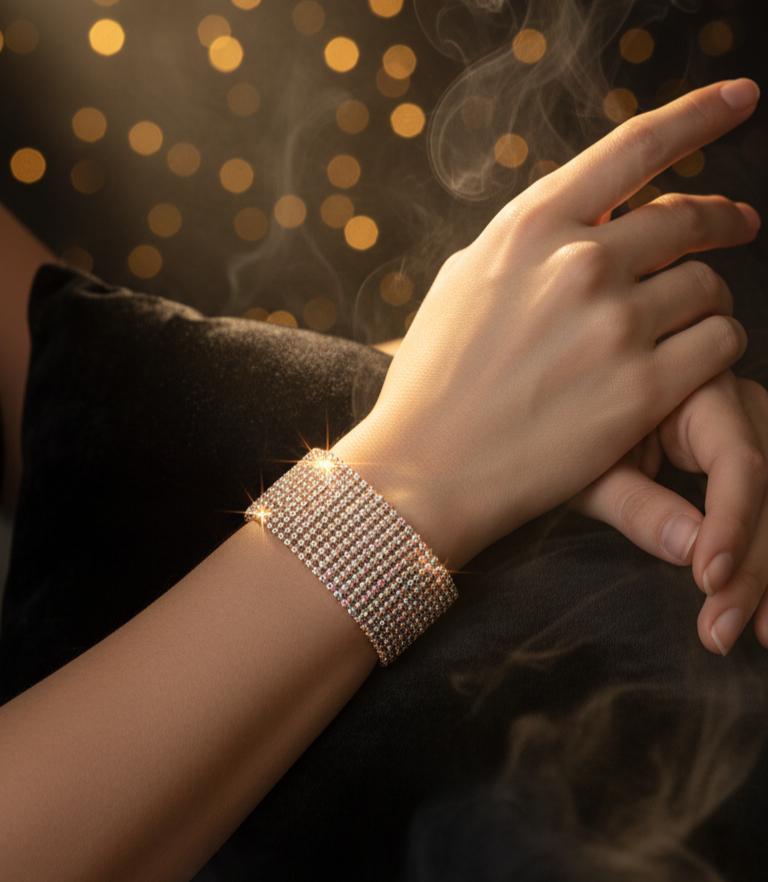 SATI Aesthetics Anti-Tarnish Crystal Bangle Bracelet (Adjustable Size)