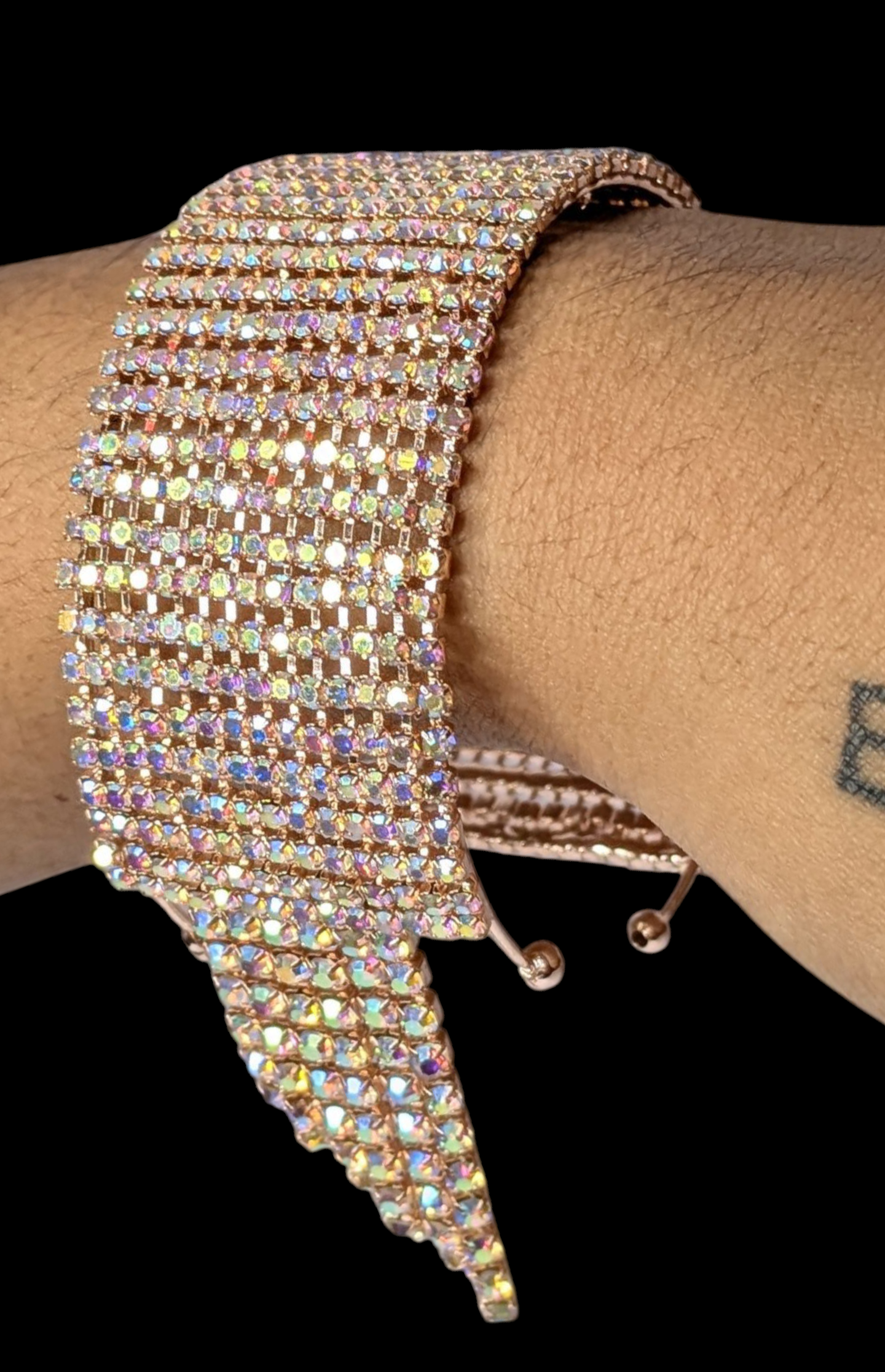 SATI Aesthetics Anti-Tarnish Crystal Bangle Bracelet (Adjustable Size)