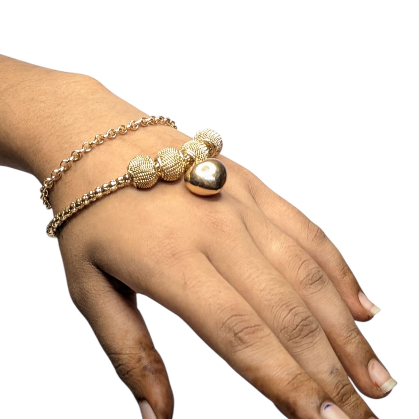 SATI Aesthetics Anti-Tarnish Golden Heart Charms Bracelet (Adjustable Size)