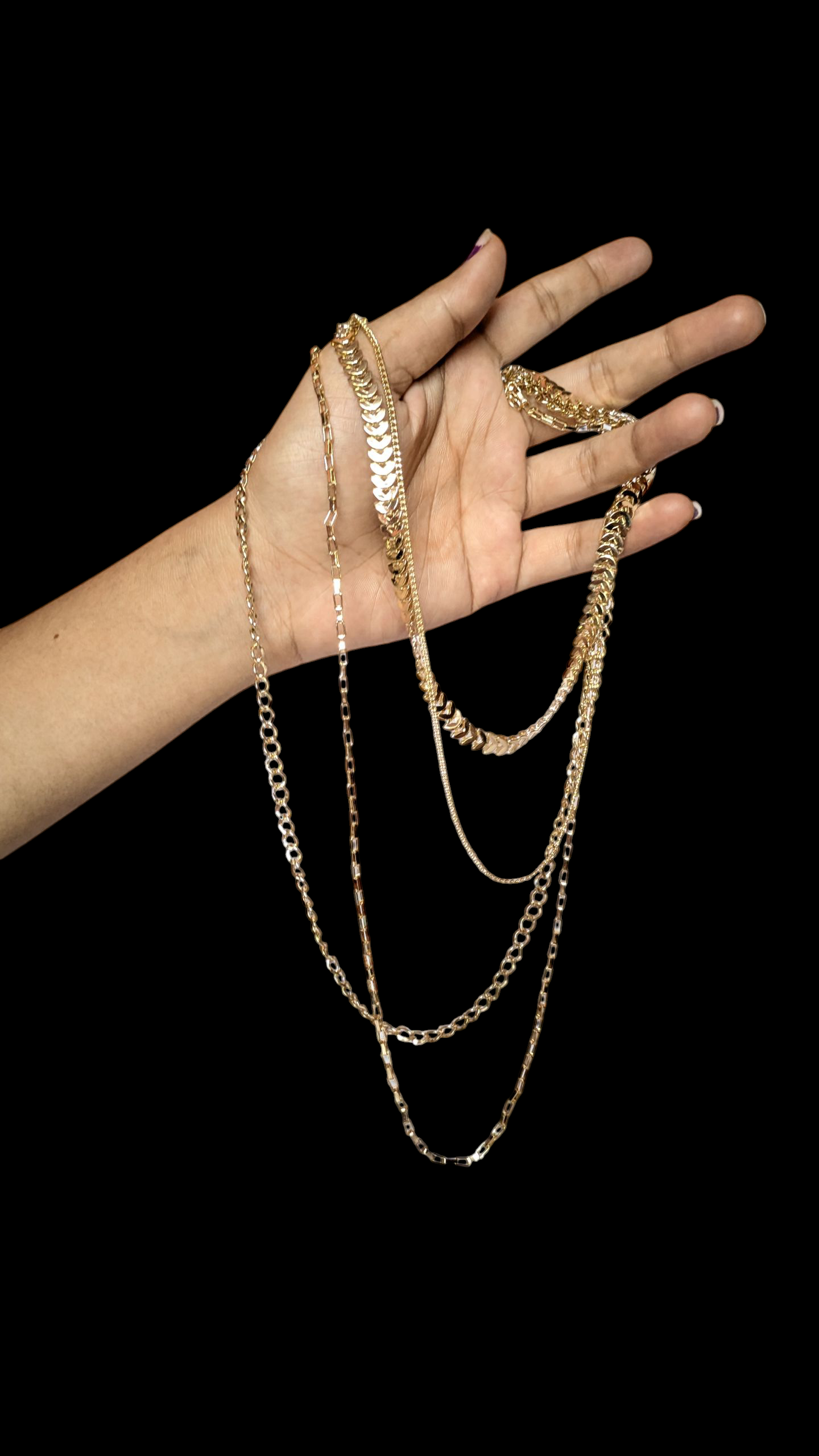 SATI Aesthetics Anti-Tarnish Four-Layer Golden Chain Necklace Gold Finish update